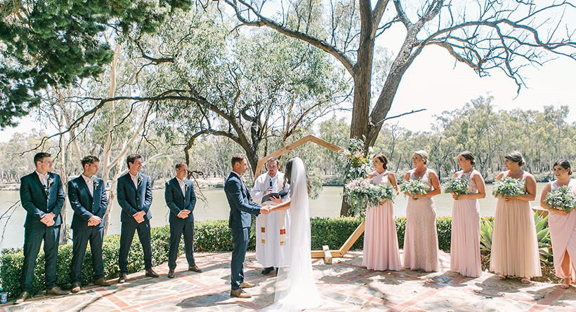 Wedding and bridal party that took place on the Trentham Estate grounds